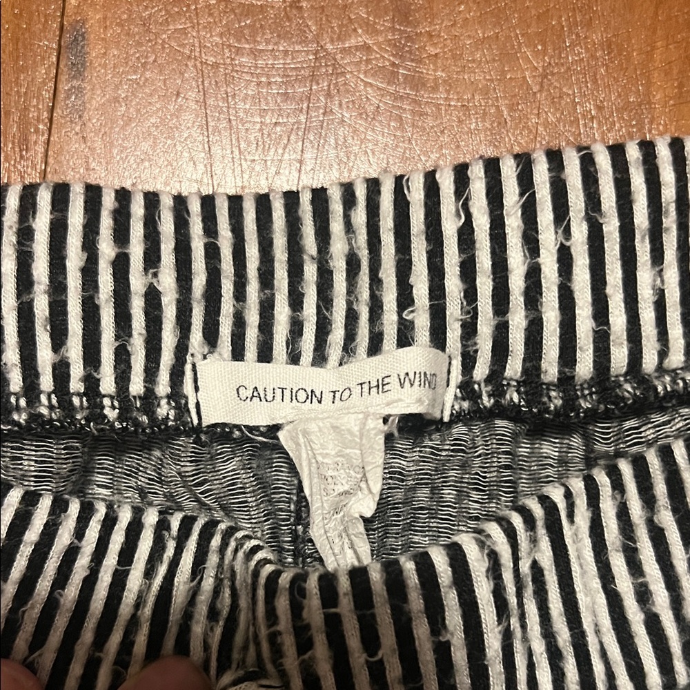 Caution To The Wind Black and White Striped Joggers - Picture 2 of 3